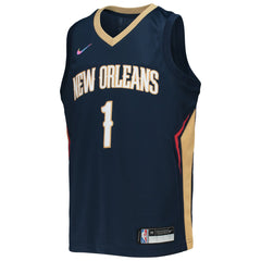 Nike Zion Williamson New Orleans Pelicans Youth 2021/22 Diamond Swingman Jersey Icon Edition Navy