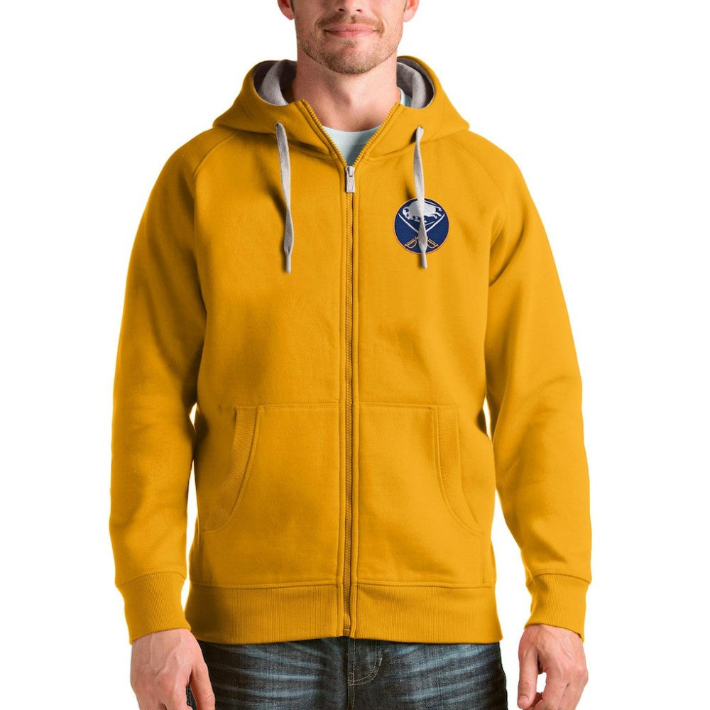 Buffalo Sabres Antigua Logo Victory Full-Zip Hoodie - Gold | NHL Clearance