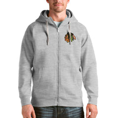 Chicago Blackhawks Antigua Logo Victory Full-Zip Hoodie - Heathered Gray | NHL online