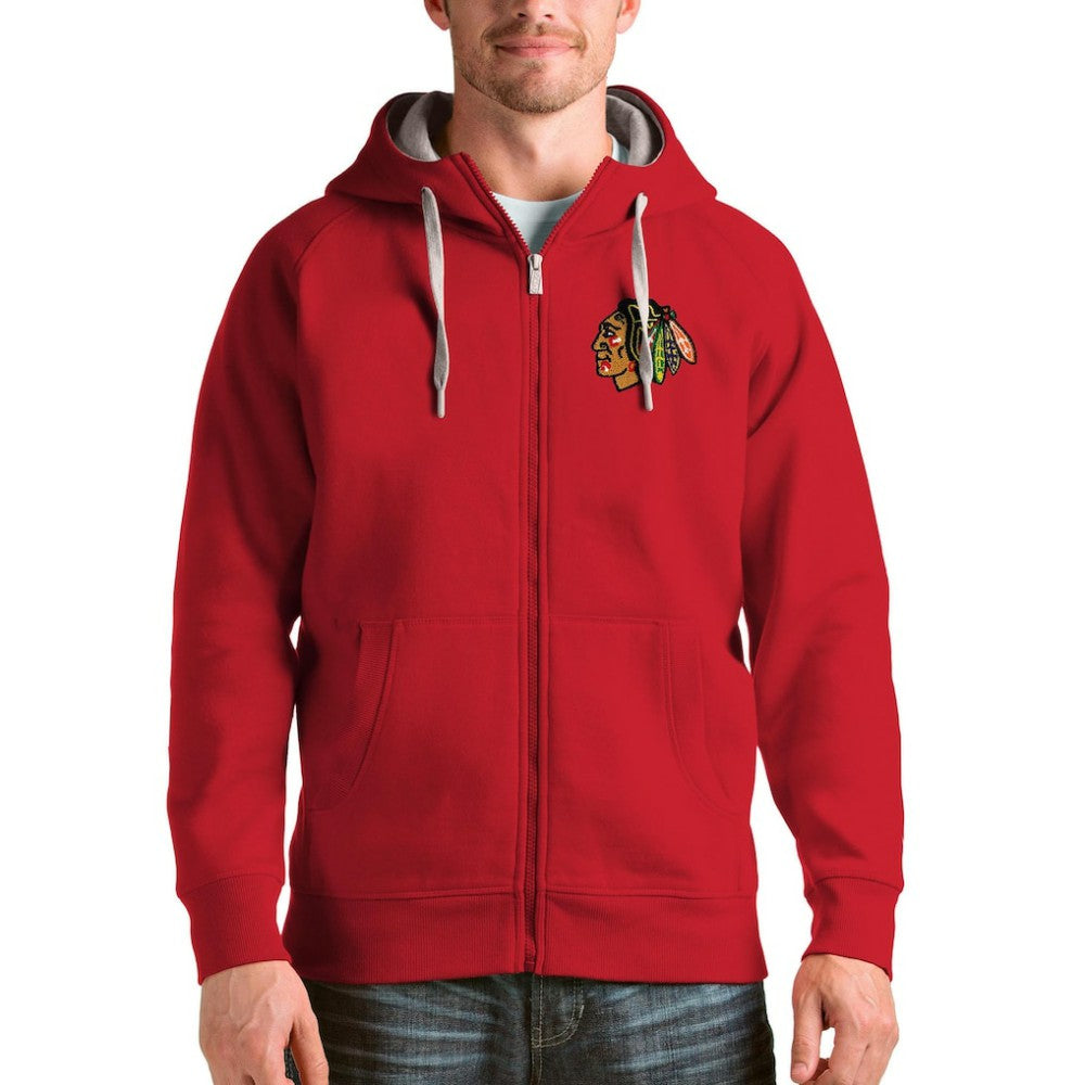 Chicago Blackhawks Antigua Logo Victory Full-Zip Hoodie - Red | NHL Lifestyle