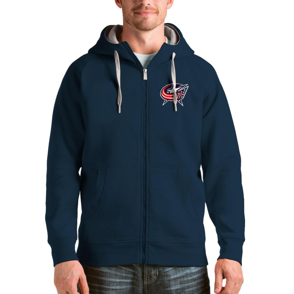 Columbus Blue Jackets Antigua Logo Victory Full-Zip Hoodie - Navy | NHL on sale