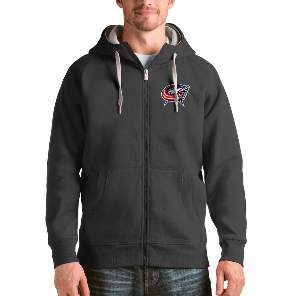 Columbus Blue Jackets Antigua Logo Victory Full-Zip Hoodie - Charcoal | NHL discount