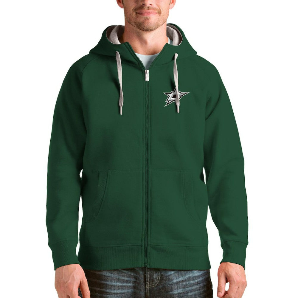 Dallas Stars Antigua Logo Victory Full-Zip Hoodie - Green | NHL Lifestyle