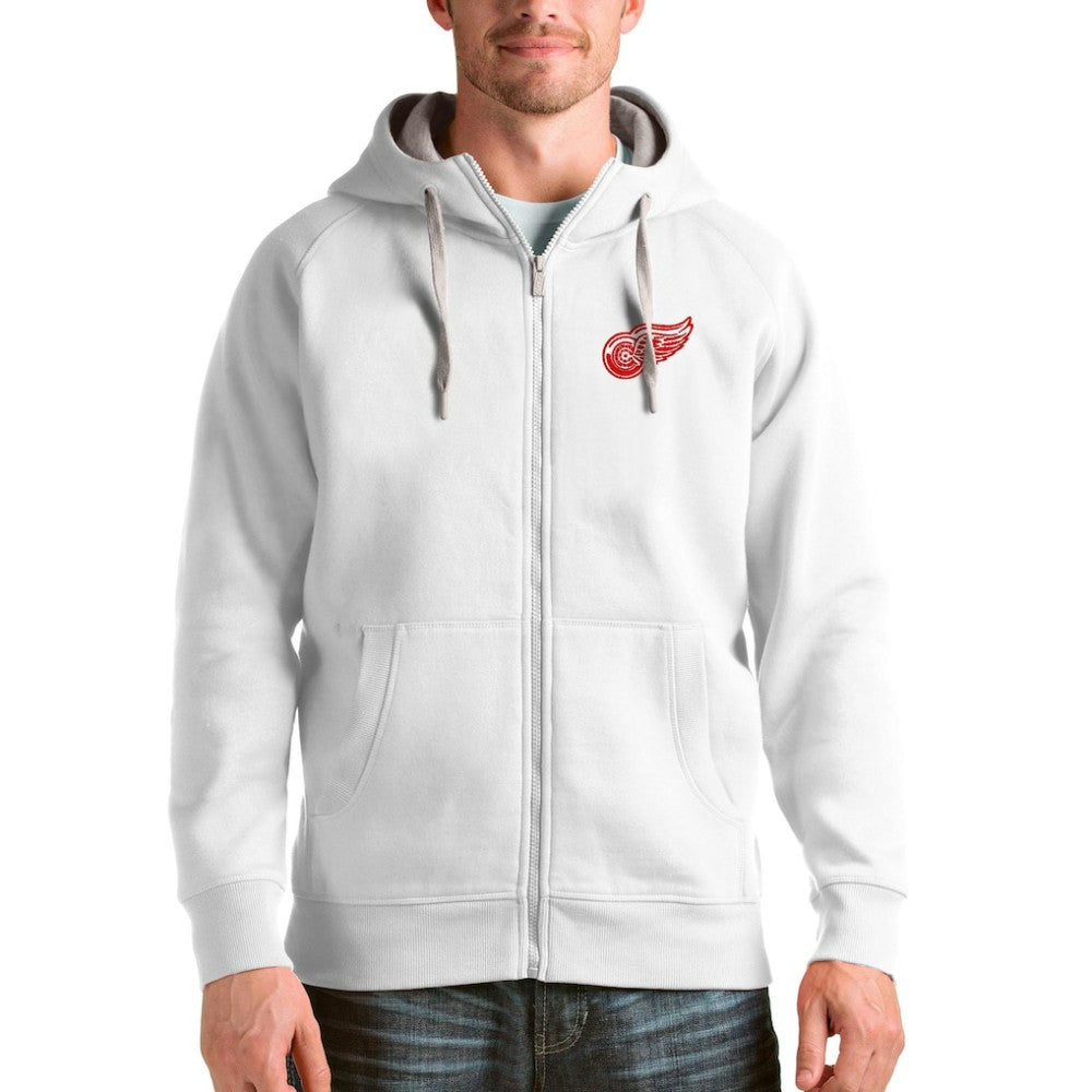 Detroit Red Wings Antigua Logo Victory Full-Zip Hoodie - White | NHL Lifestyle