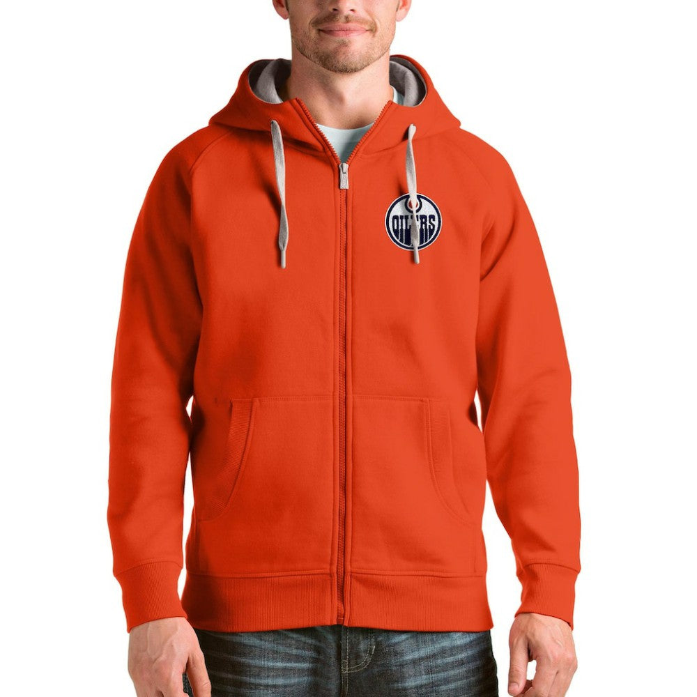 Edmonton Oilers Antigua Logo Victory Full-Zip Hoodie - Orange | NHL discount
