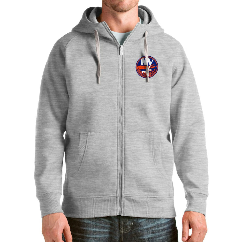 New York Islanders Antigua Logo Victory Full-Zip Hoodie - Heathered Gray | NHL sale