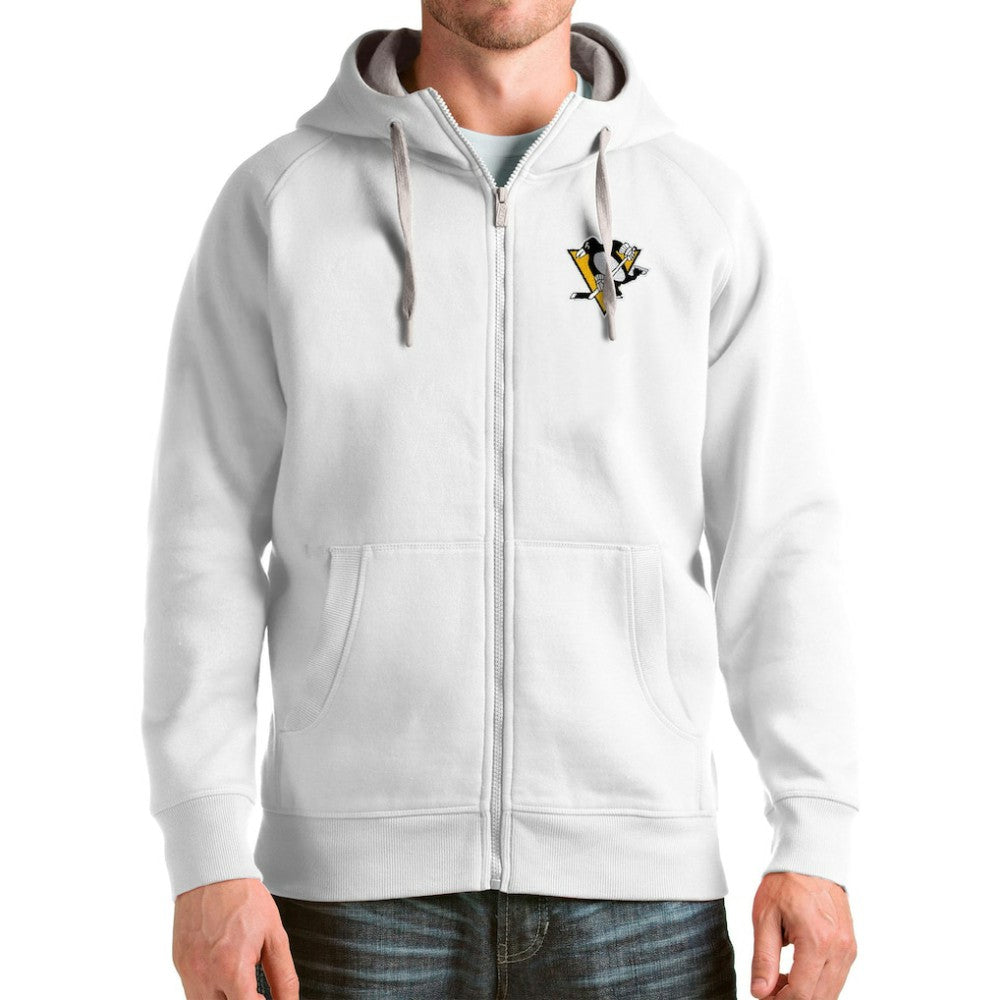 Pittsburgh Penguins Antigua Logo Victory Full-Zip Hoodie - White | NHL Lifestyle