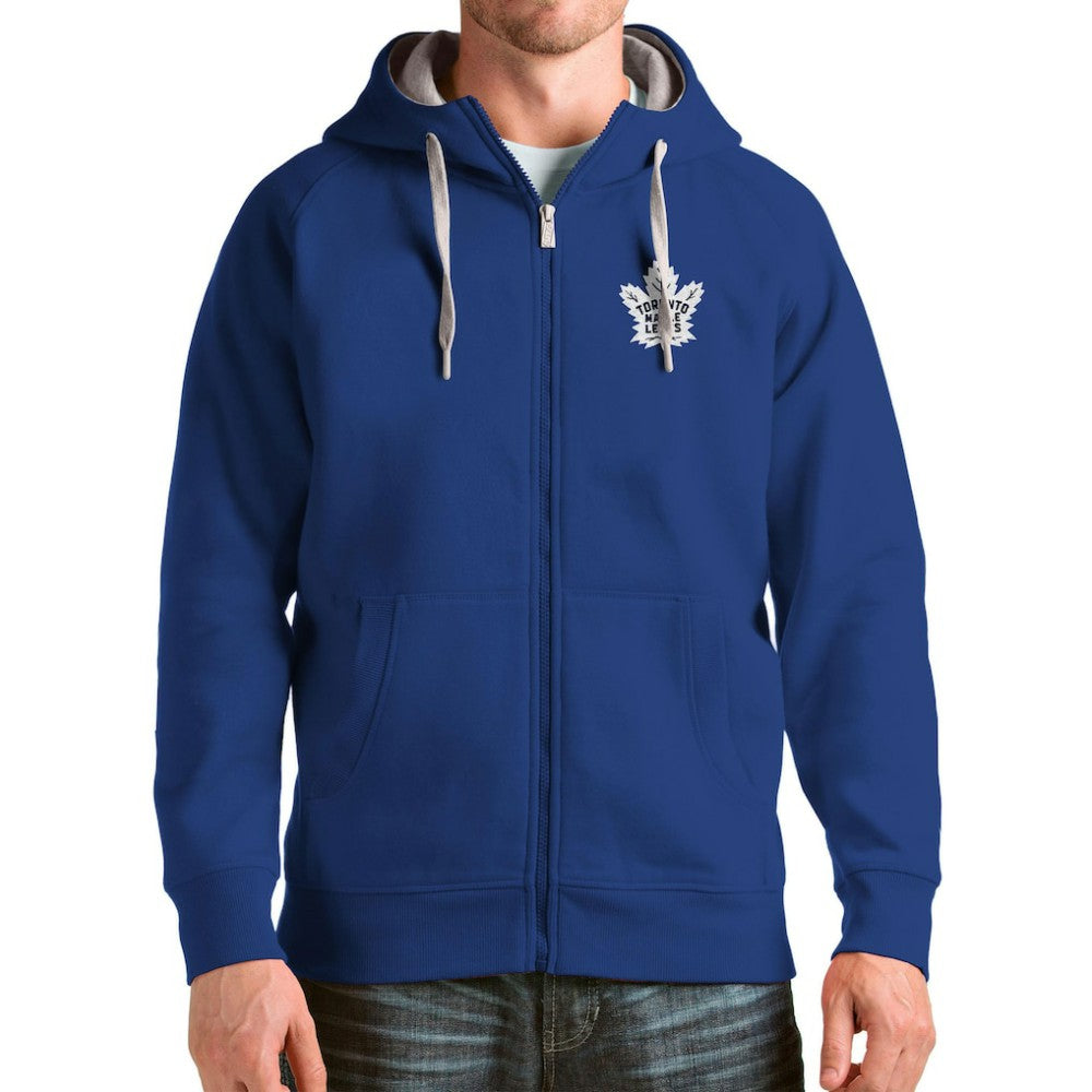 Toronto Maple Leafs Antigua Logo Victory Full-Zip Hoodie - Blue | NHL Lifestyle