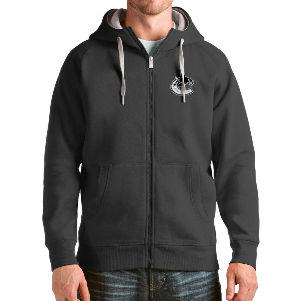 Vancouver Canucks Antigua Logo Victory Full-Zip Hoodie - Charcoal | NHL on sale