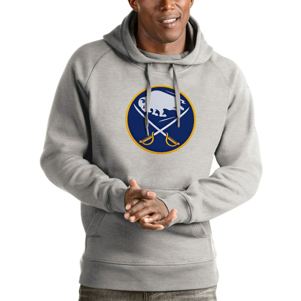 Buffalo Sabres Antigua Logo Victory Pullover Hoodie - Heathered Gray | NHL Clearance