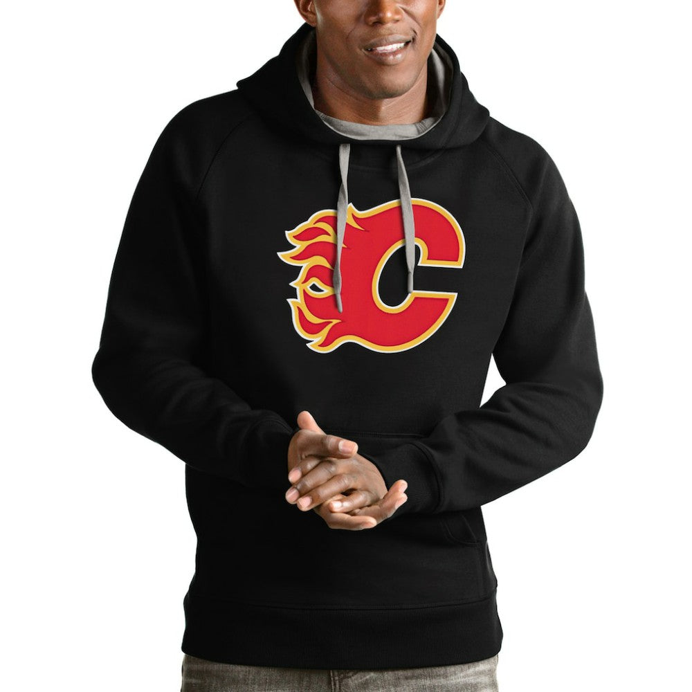 Calgary Flames Antigua Logo Victory Pullover Hoodie - Black | NHL near me