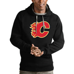 Calgary Flames Antigua Logo Victory Pullover Hoodie - Black | NHL near me