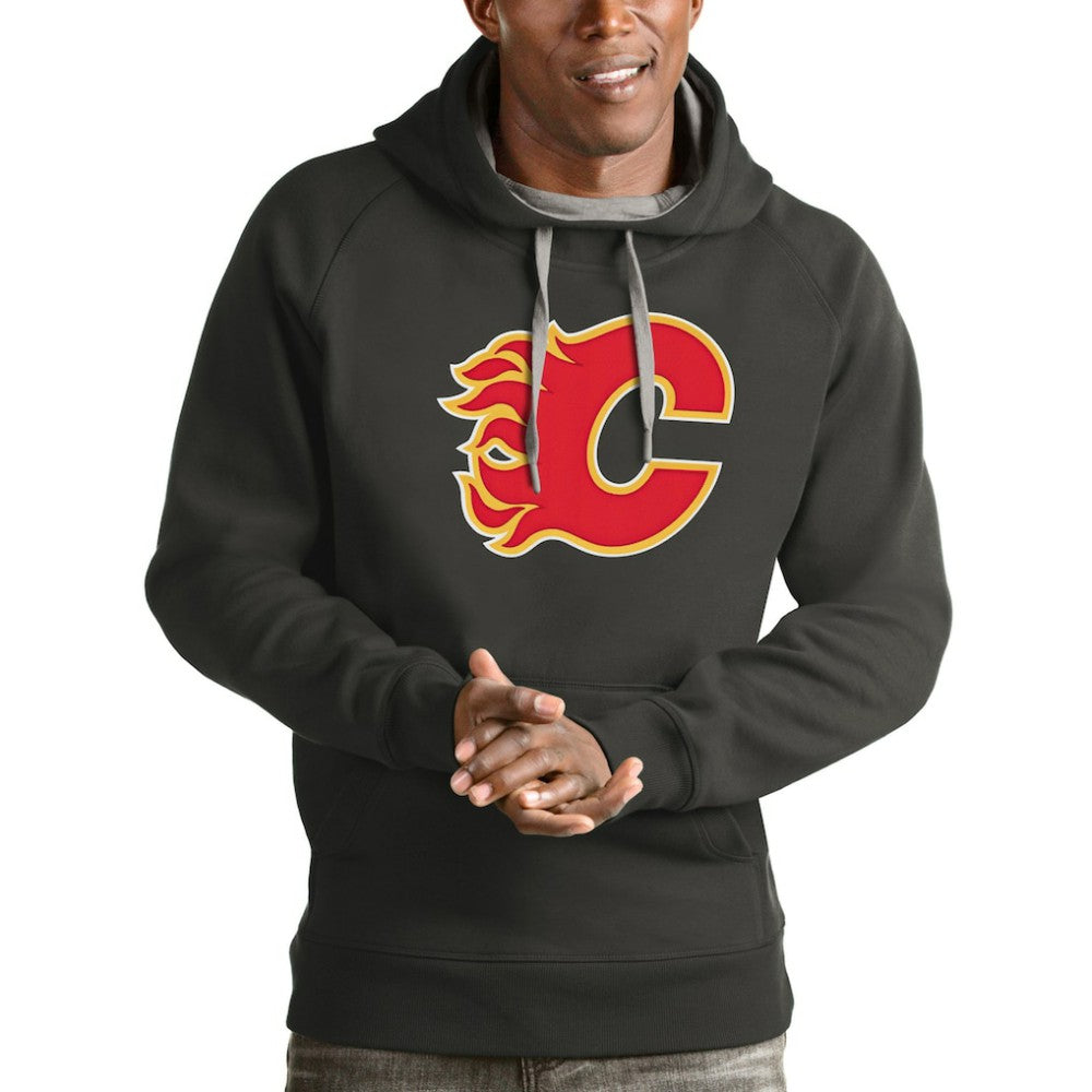 Calgary Flames Antigua Logo Victory Pullover Hoodie - Charcoal | NHL sale