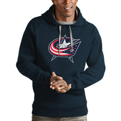 Columbus Blue Jackets Antigua Logo Victory Pullover Hoodie - Navy | NHL Lifestyle