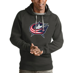 Columbus Blue Jackets Antigua Logo Victory Pullover Hoodie - Charcoal | NHL on sale