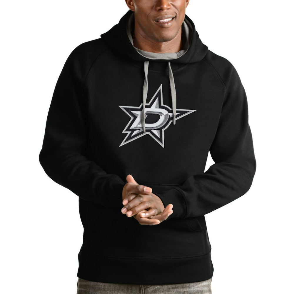 Dallas Stars Antigua Logo Victory Pullover Hoodie - Black | NHL Clearance