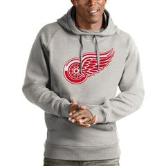 Detroit Red Wings Antigua Logo Victory Pullover Hoodie - Heathered Gray | NHL Clearance
