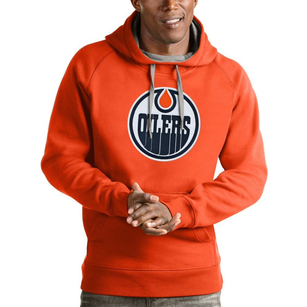 Edmonton Oilers Antigua Logo Victory Pullover Hoodie - Orange | NHL on sale