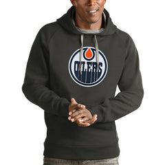 Edmonton Oilers Antigua Logo Victory Pullover Hoodie - Charcoal | NHL on sale