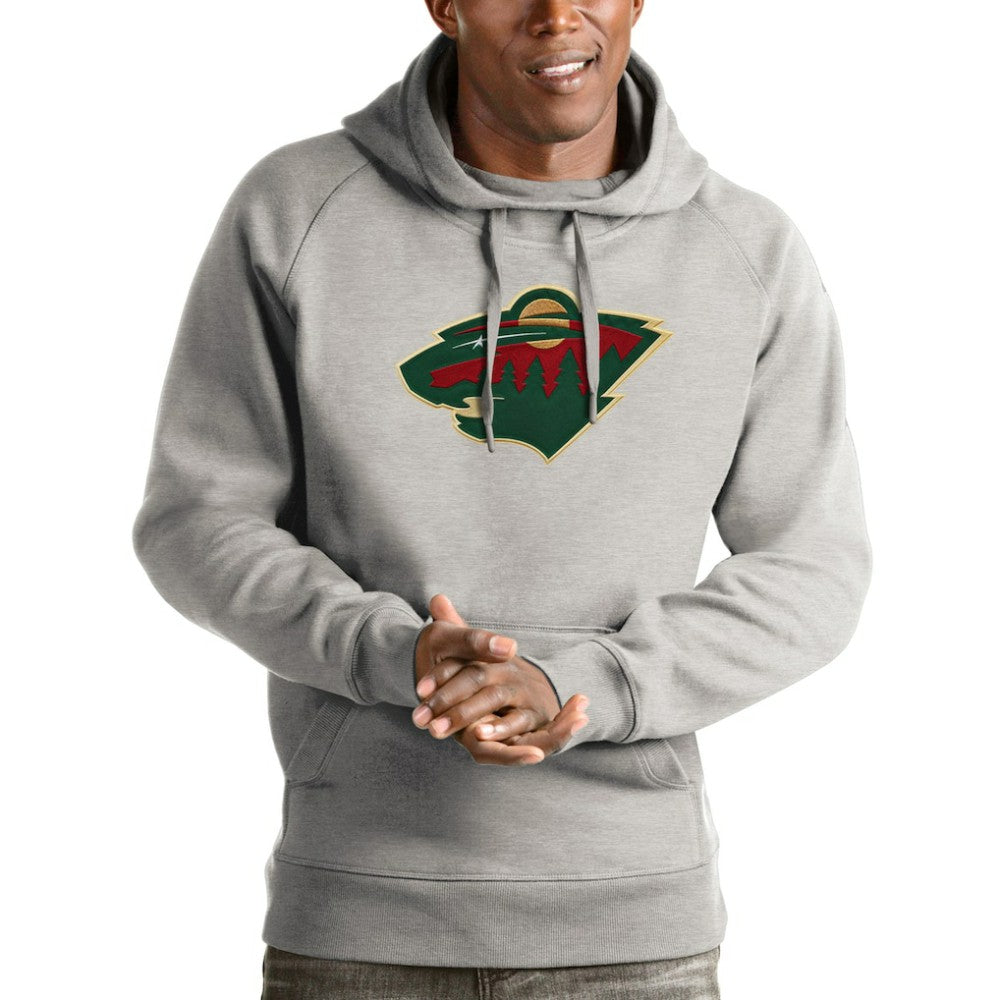 Minnesota Wild Antigua Logo Victory Pullover Hoodie - Heathered Gray | NHL on sale