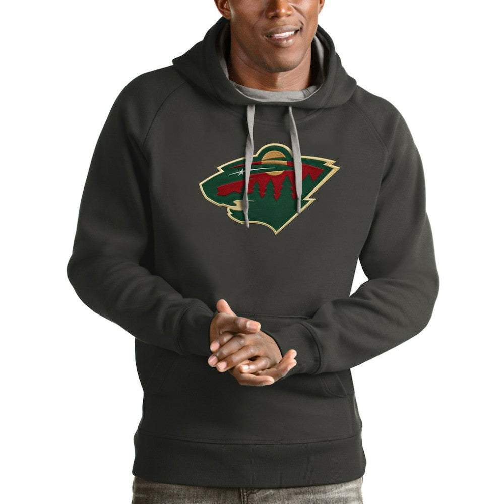 Minnesota Wild Antigua Logo Victory Pullover Hoodie - Charcoal | NHL Lifestyle