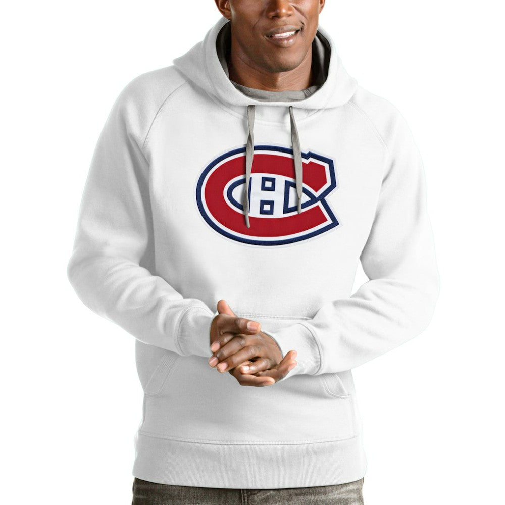 Montreal Canadiens Antigua Logo Victory Pullover Hoodie - White | NHL Clearance