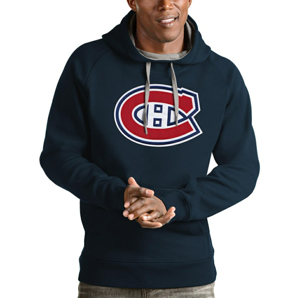 Montreal Canadiens Antigua Logo Victory Pullover Hoodie - Navy | NHL Clearance