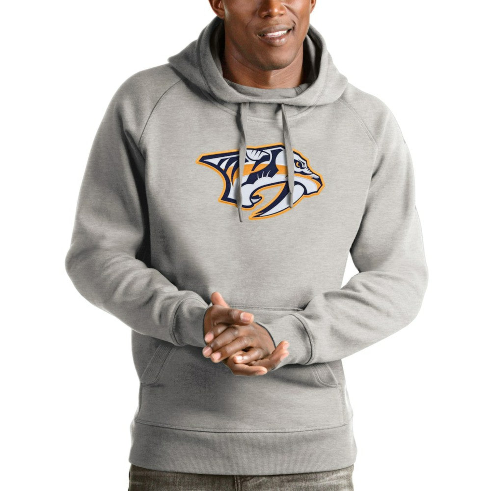 Nashville Predators Antigua Logo Victory Pullover Hoodie - Heathered Gray | NHL sale