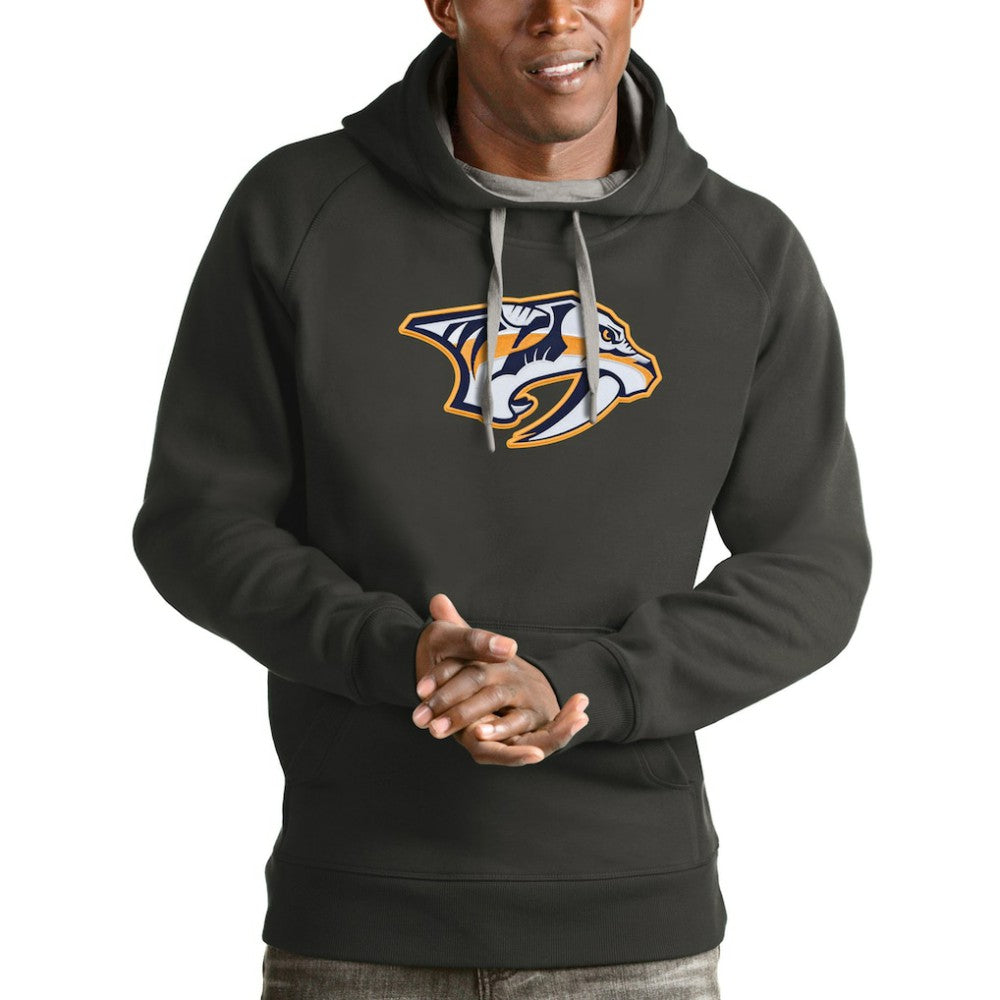 Nashville Predators Antigua Logo Victory Pullover Hoodie - Charcoal | NHL Clearance