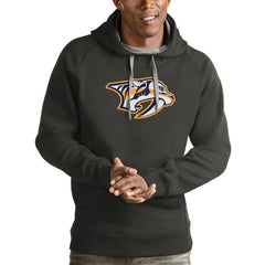 Nashville Predators Antigua Logo Victory Pullover Hoodie - Charcoal | NHL Clearance