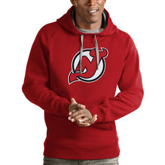 New Jersey Devils Antigua Logo Victory Pullover Hoodie - Red | NHL Lifestyle