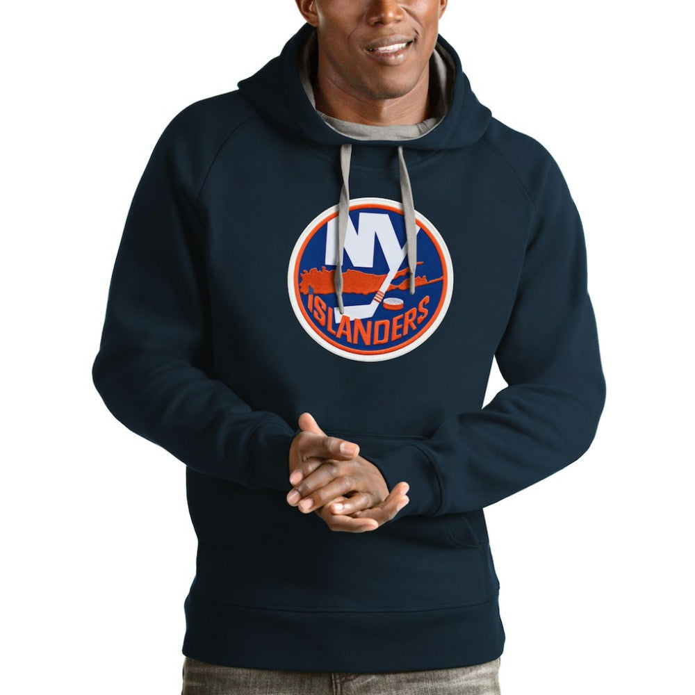 New York Islanders Antigua Logo Victory Pullover Hoodie - Navy | NHL Lifestyle