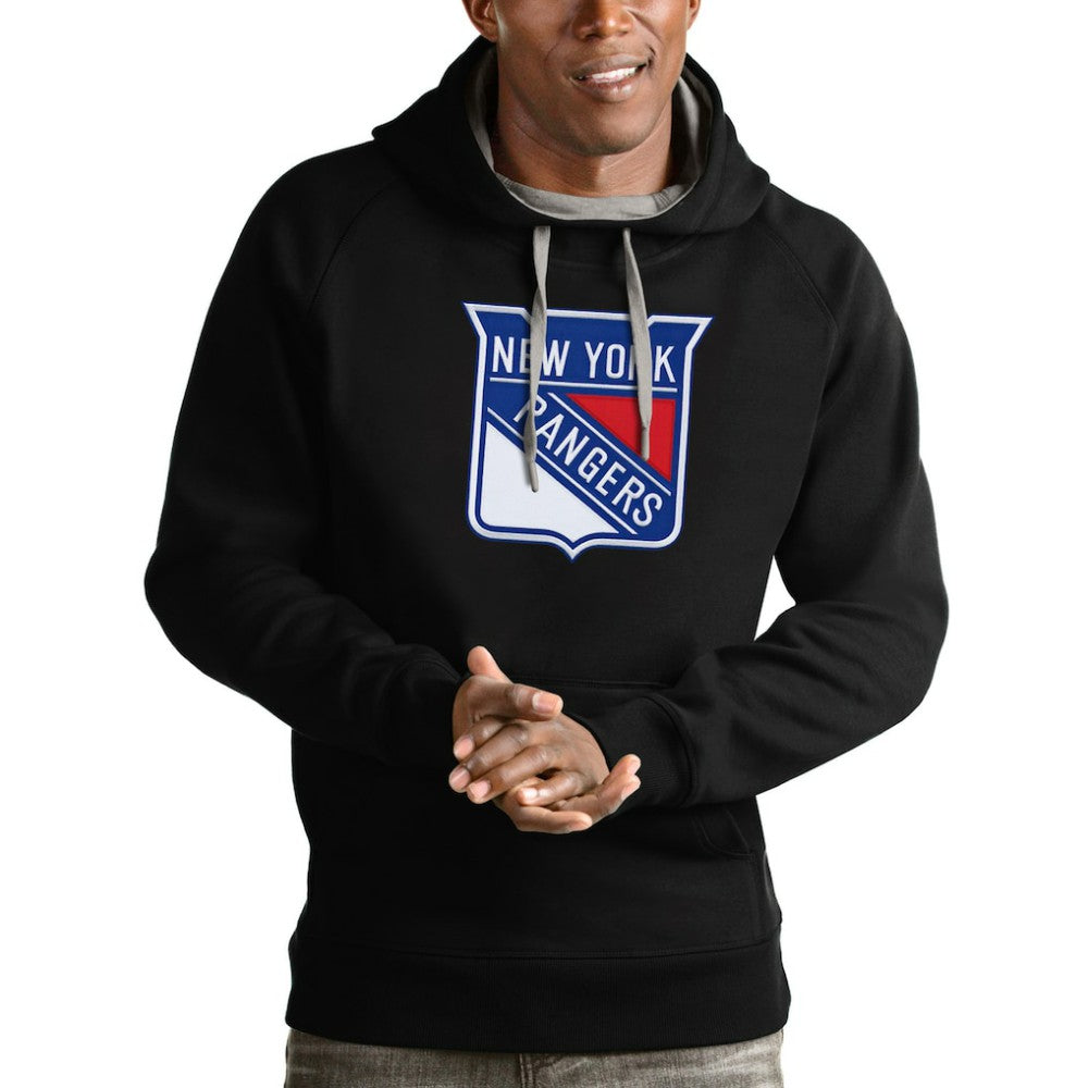 New York Rangers Antigua Logo Victory Pullover Hoodie - Black | NHL sale
