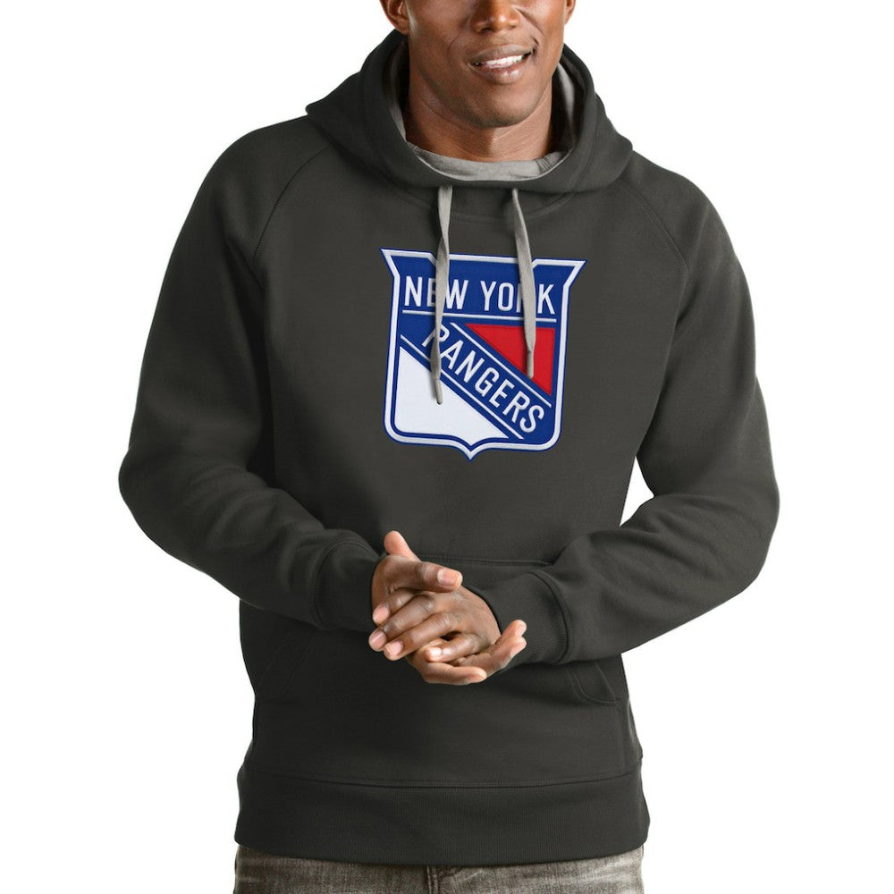 New York Rangers Antigua Logo Victory Pullover Hoodie - Charcoal | NHL on sale