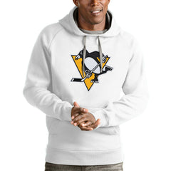 Pittsburgh Penguins Antigua Logo Victory Pullover Hoodie - White | NHL near me