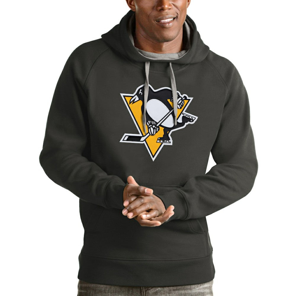 Pittsburgh Penguins Antigua Logo Victory Pullover Hoodie - Charcoal | NHL Lifestyle