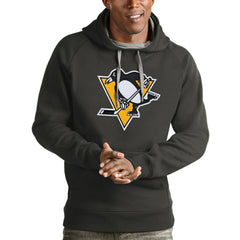 Pittsburgh Penguins Antigua Logo Victory Pullover Hoodie - Charcoal | NHL Lifestyle