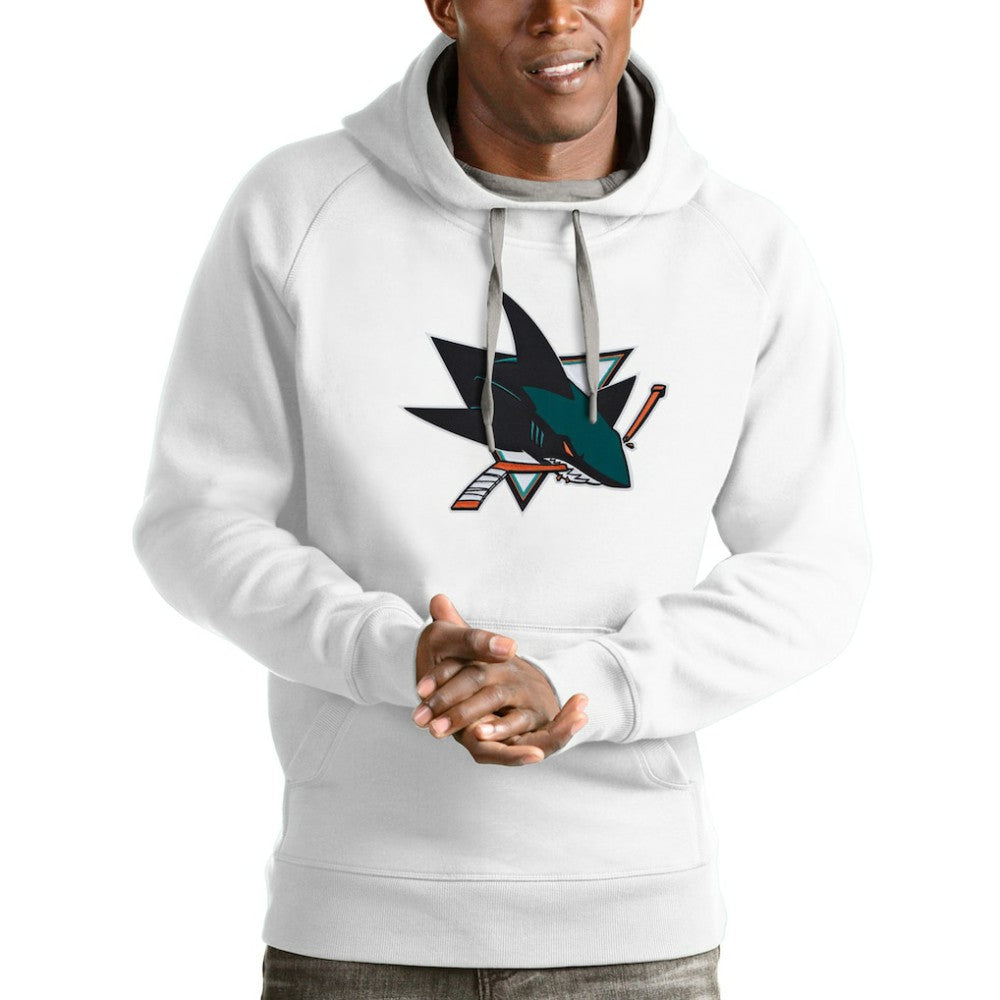 San Jose Sharks Antigua Logo Victory Pullover Hoodie - White | NHL on sale