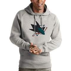 San Jose Sharks Antigua Logo Victory Pullover Hoodie - Heathered Gray | NHL discount
