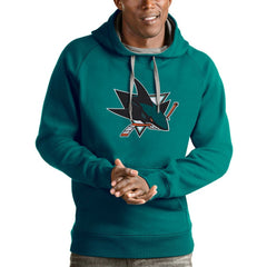 San Jose Sharks Antigua Logo Victory Pullover Hoodie - Teal | NHL sale