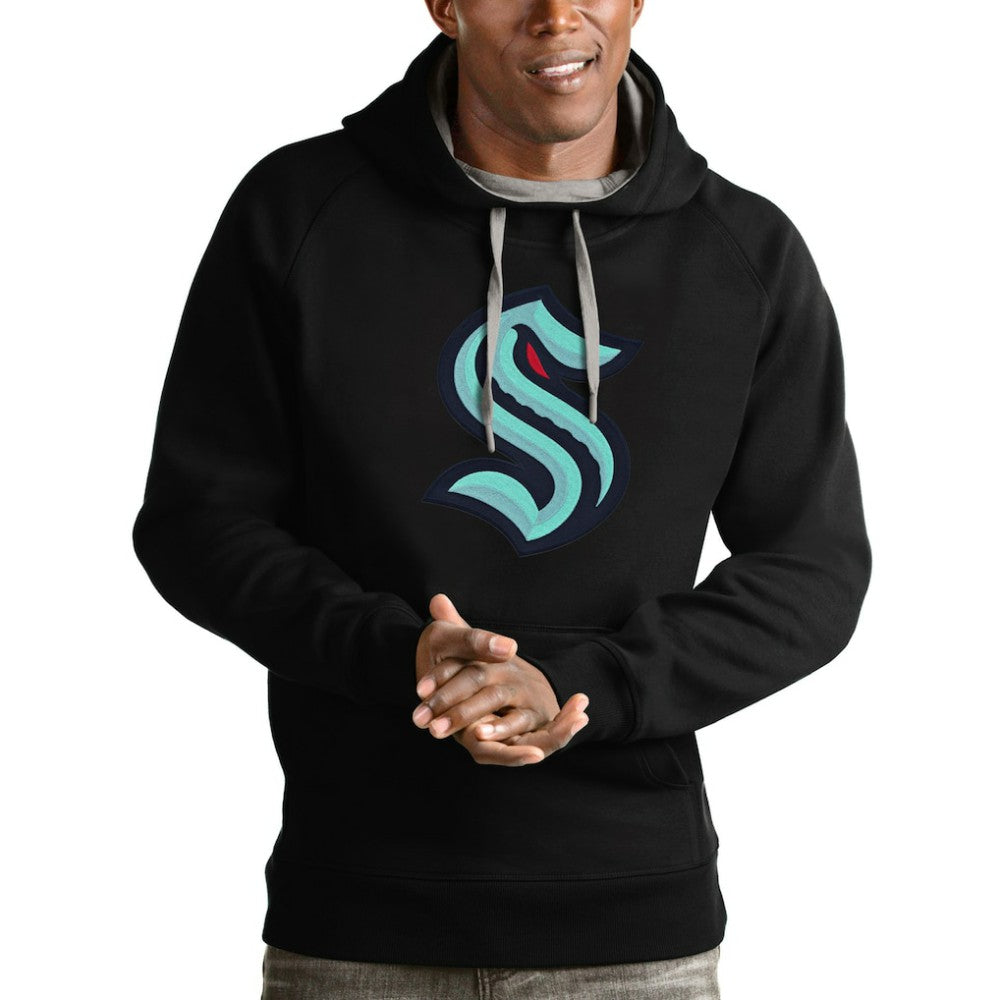 Seattle Kraken Antigua Logo Victory Pullover Hoodie - Black | NHL online