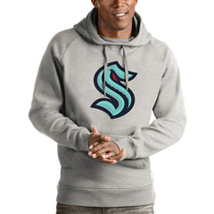 Seattle Kraken Antigua Logo Victory Pullover Hoodie - Heathered Gray | NHL on sale