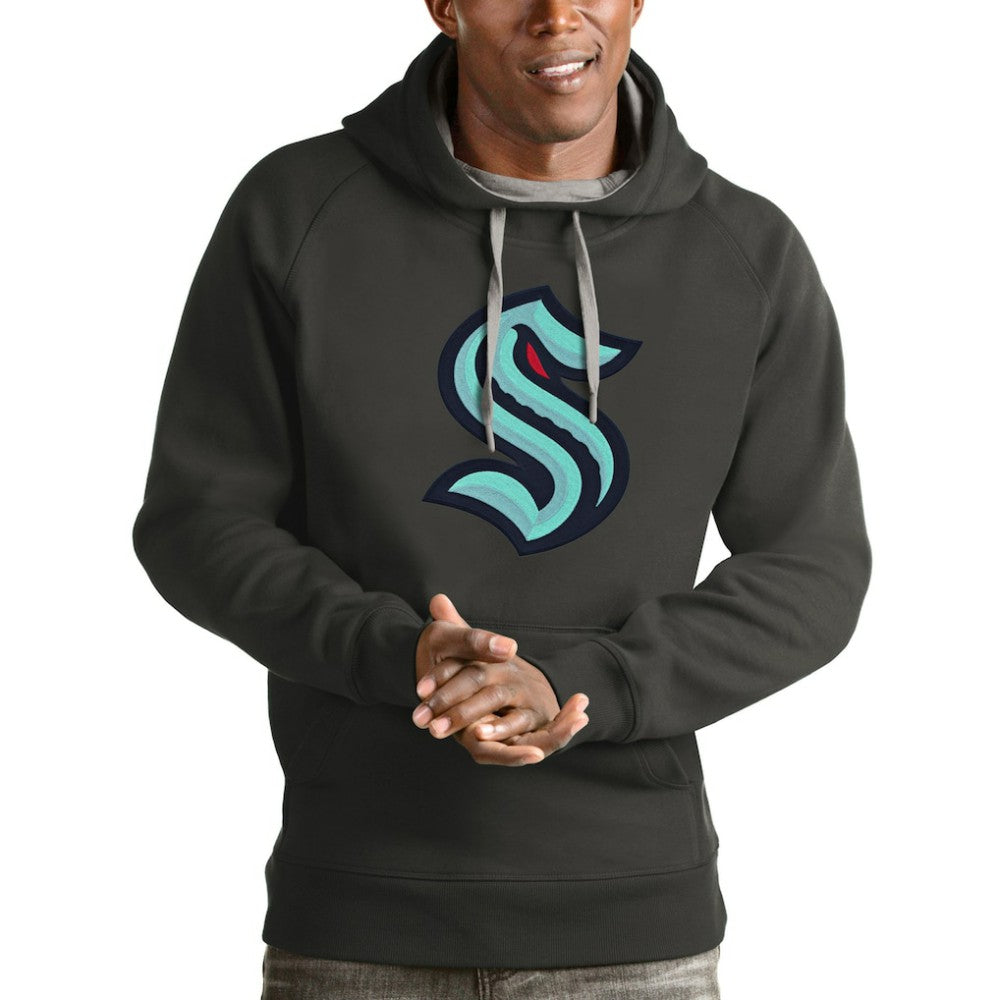 Seattle Kraken Antigua Logo Victory Pullover Hoodie - Charcoal | NHL near me