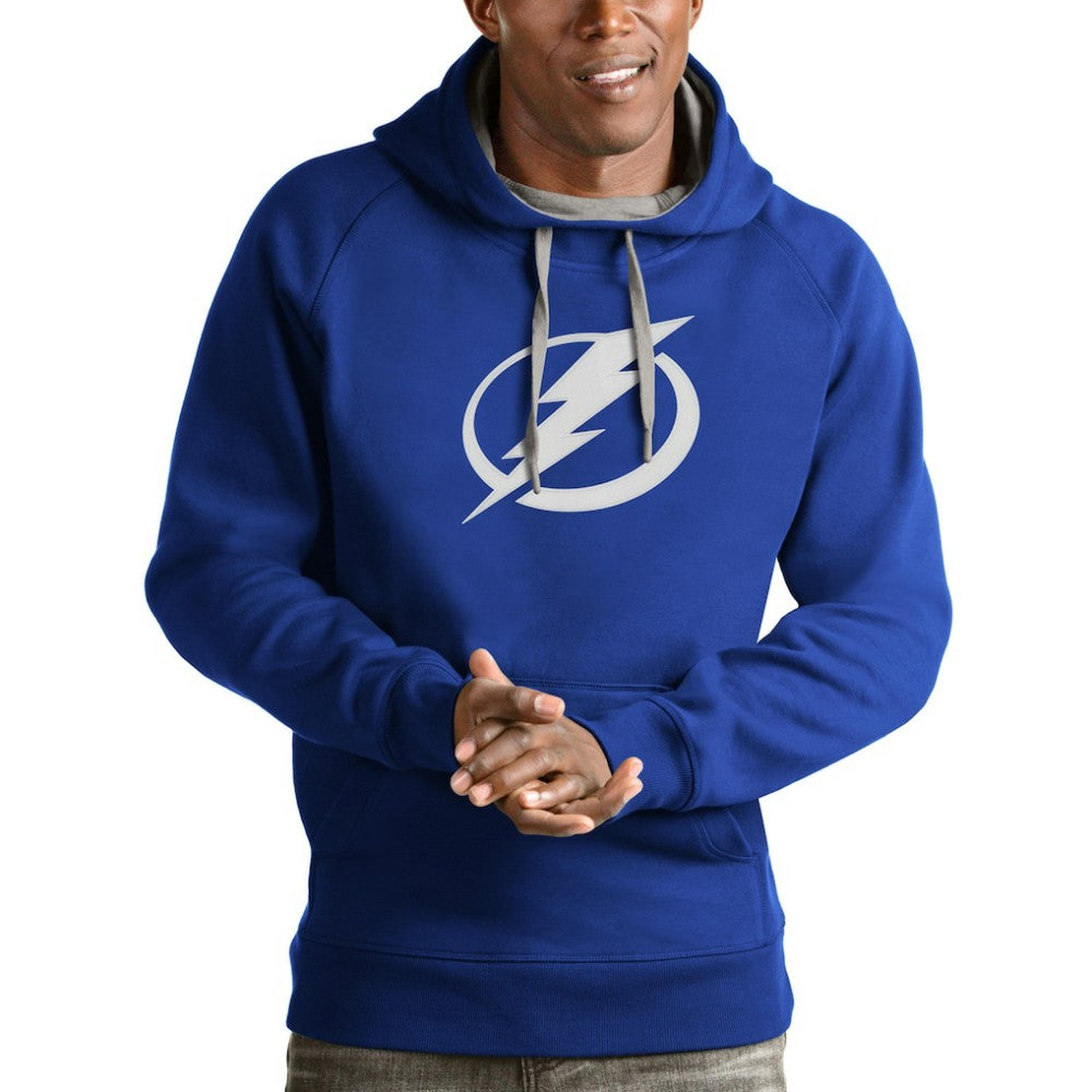 Tampa Bay Lightning Antigua Logo Victory Pullover Hoodie - Blue | NHL Lifestyle