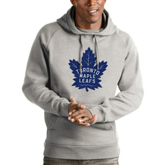 Toronto Maple Leafs Antigua Logo Victory Pullover Hoodie - Heathered Gray | NHL Clearance