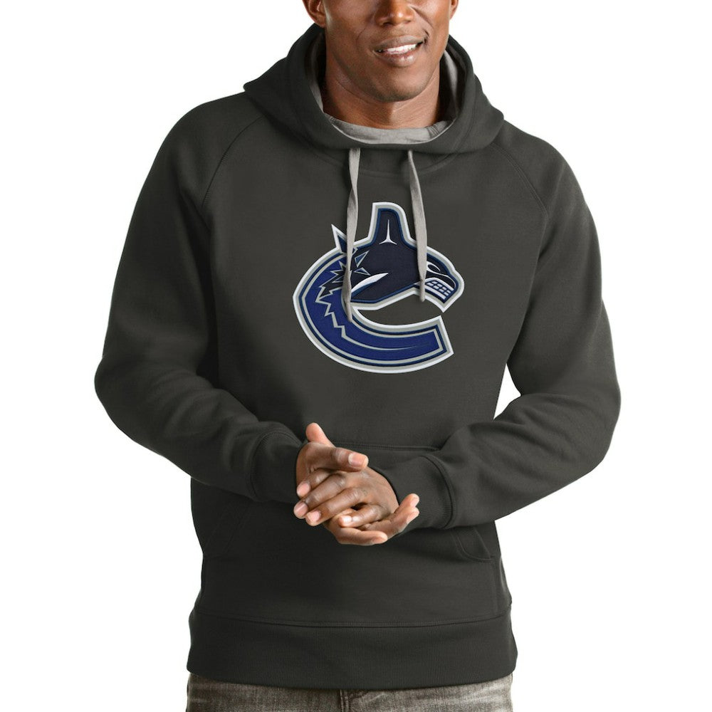 Vancouver Canucks Antigua Logo Victory Pullover Hoodie - Charcoal | NHL near me