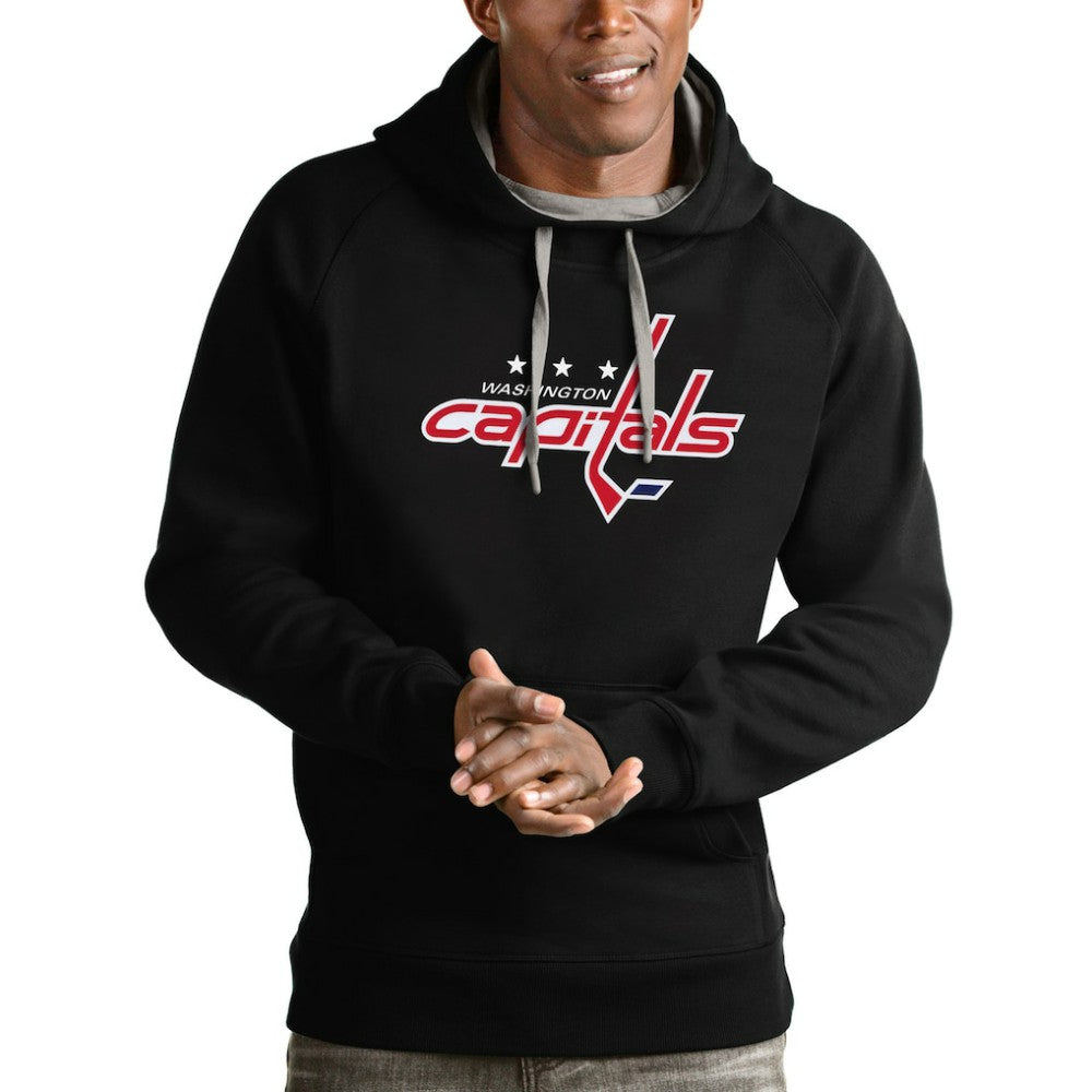 Washington Capitals Antigua Logo Victory Pullover Hoodie - Black | NHL Lifestyle