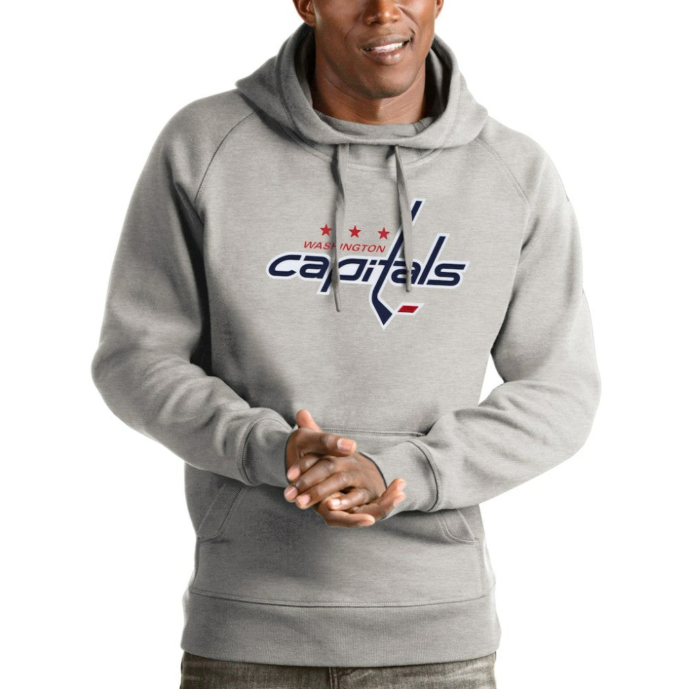 Washington Capitals Antigua Logo Victory Pullover Hoodie - Heathered Gray | NHL Clearance