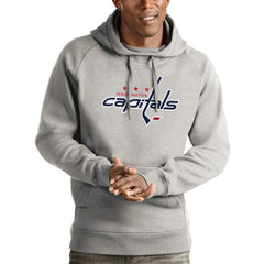 Washington Capitals Antigua Logo Victory Pullover Hoodie - Heathered Gray | NHL Clearance