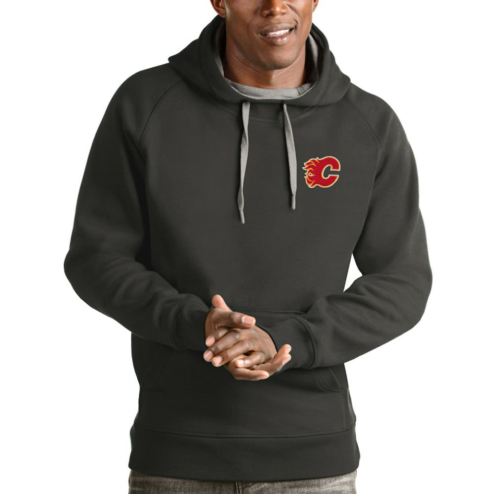 Calgary Flames Antigua Victory Pullover Hoodie - Charcoal | NHL Clearance